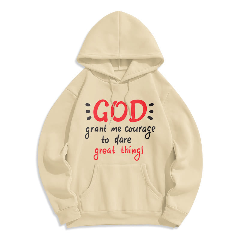 christiandiscipleshop Modern Style God Grant Me Courage Fleece Lined Polyester Hoodie