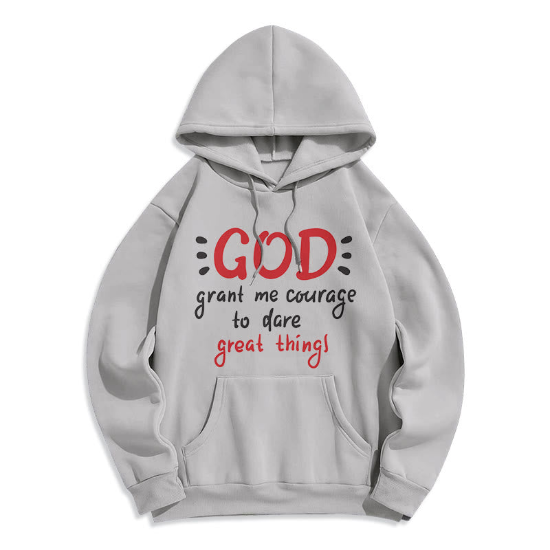 christiandiscipleshop Modern Style God Grant Me Courage Fleece Lined Polyester Hoodie