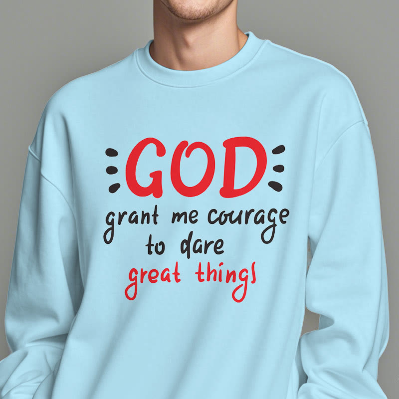 christiandiscipleshop Modern Style God Grant Me Courage Fleece Lined Polyester Sweatshirt