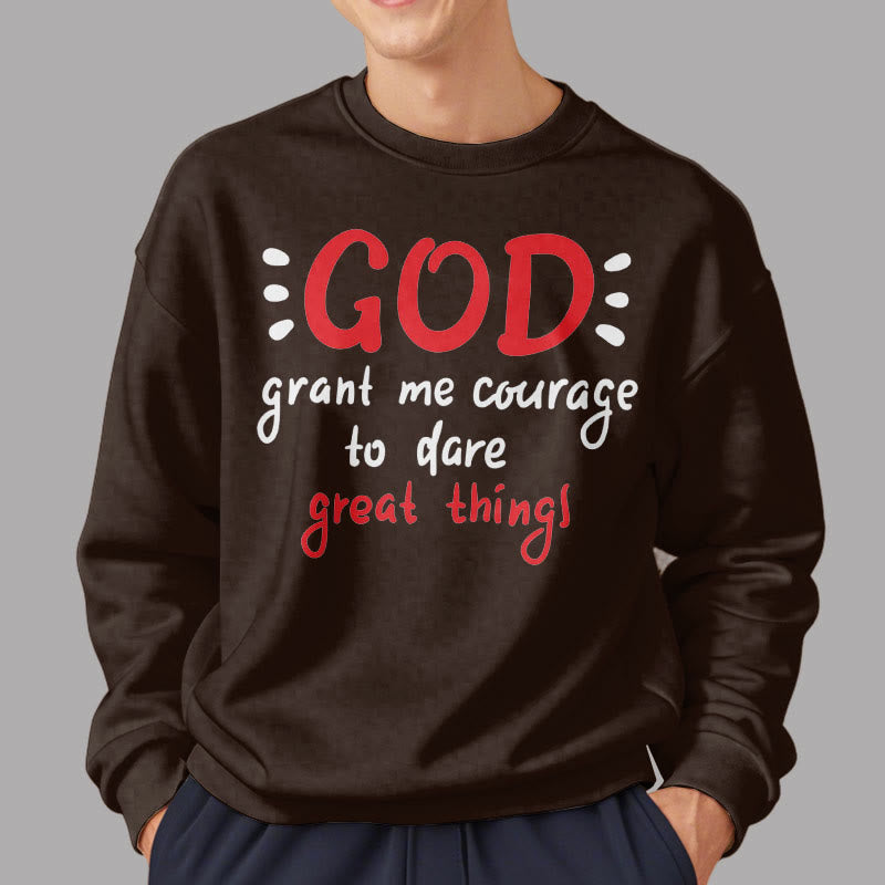 christiandiscipleshop Modern Style God Grant Me Courage Fleece Lined Polyester Sweatshirt