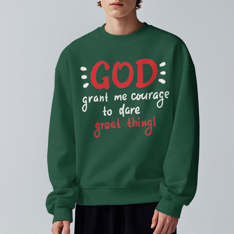 christiandiscipleshop Modern Style God Grant Me Courage Fleece Lined Polyester Sweatshirt