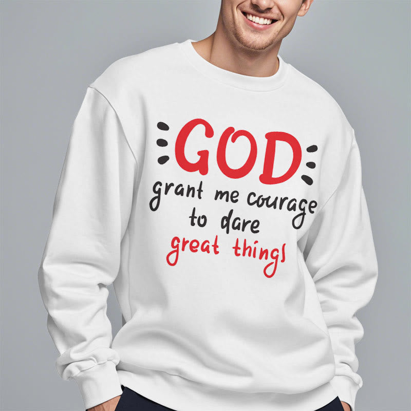 christiandiscipleshop Modern Style God Grant Me Courage Fleece Lined Polyester Sweatshirt