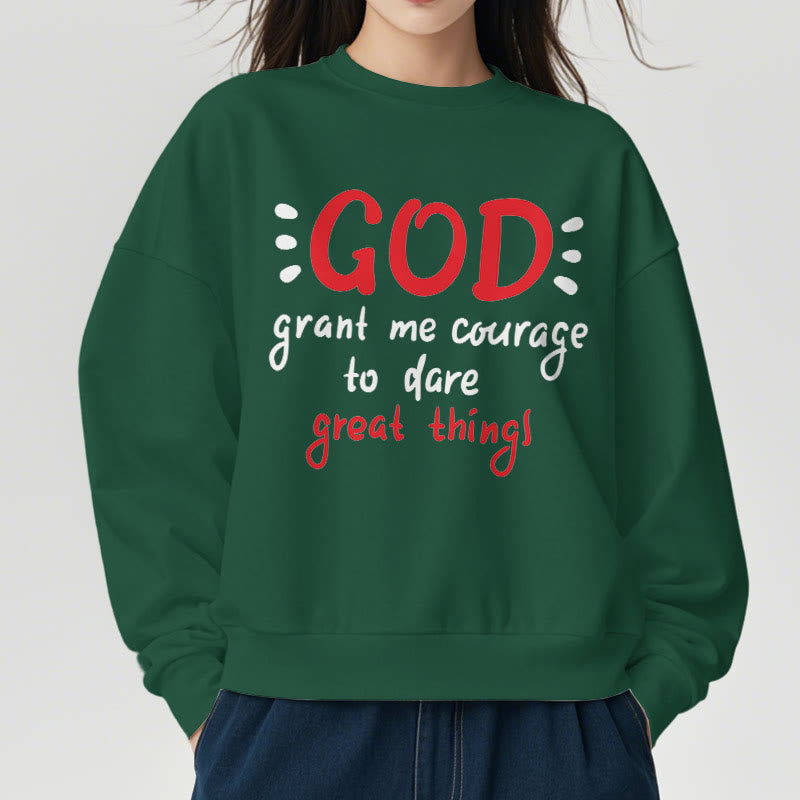 christiandiscipleshop Modern Style God Grant Me Courage Fleece Lined Polyester Sweatshirt