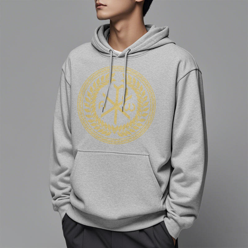 Christiandiscipleshop Classic Style Sacred Chi-rho Emblem Laurel Wreath Fleece Lined Polyester Hoodie