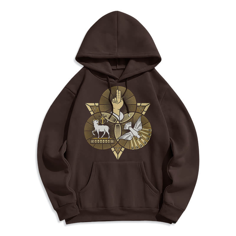 Christiandiscipleshop Modern Style St. Benedict Lamb Of God Dove Fleece Lined Polyester Hoodie