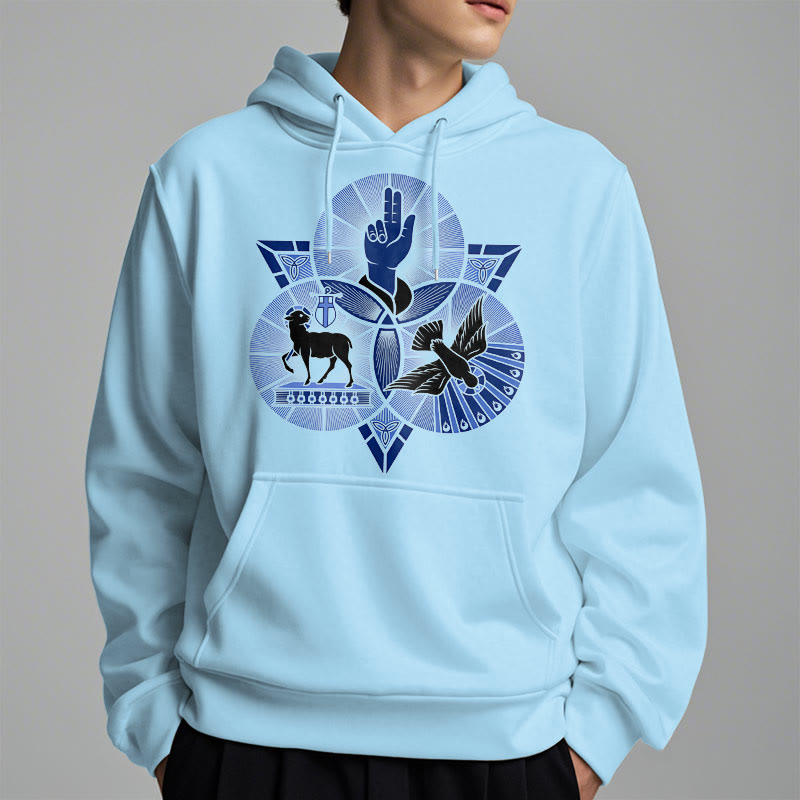 Christiandiscipleshop Modern Style St. Benedict Lamb Of God Dove Fleece Lined Polyester Hoodie