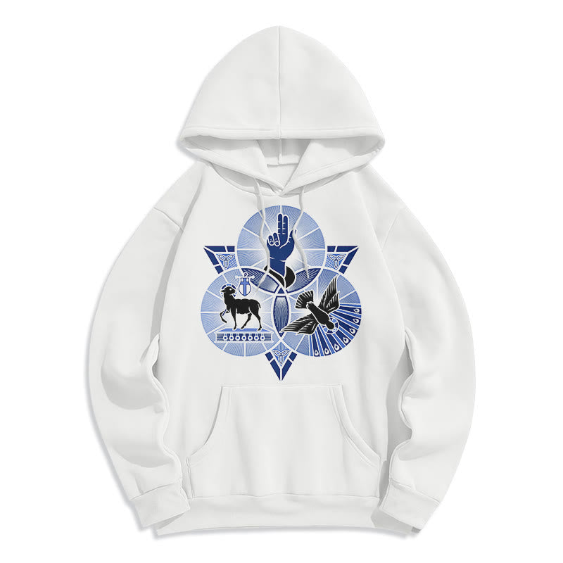 Christiandiscipleshop Modern Style St. Benedict Lamb Of God Dove Fleece Lined Polyester Hoodie