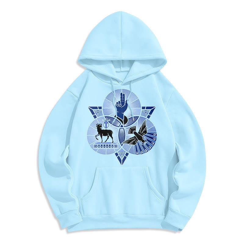 Christiandiscipleshop Modern Style St. Benedict Lamb Of God Dove Fleece Lined Polyester Hoodie