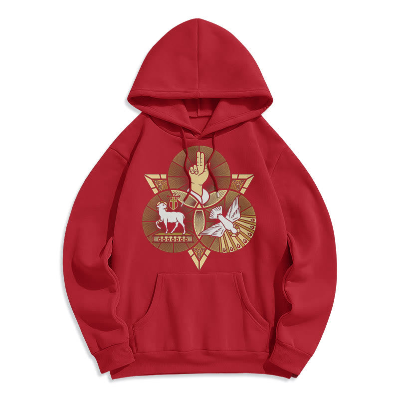 Christiandiscipleshop Modern Style St. Benedict Lamb Of God Dove Fleece Lined Polyester Hoodie