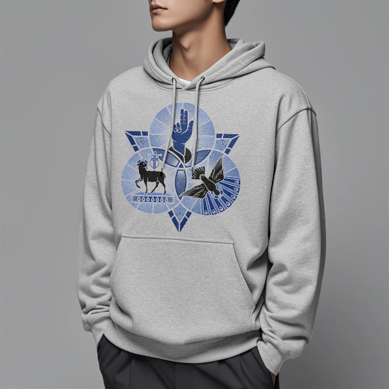 Christiandiscipleshop Modern Style St. Benedict Lamb Of God Dove Fleece Lined Polyester Hoodie