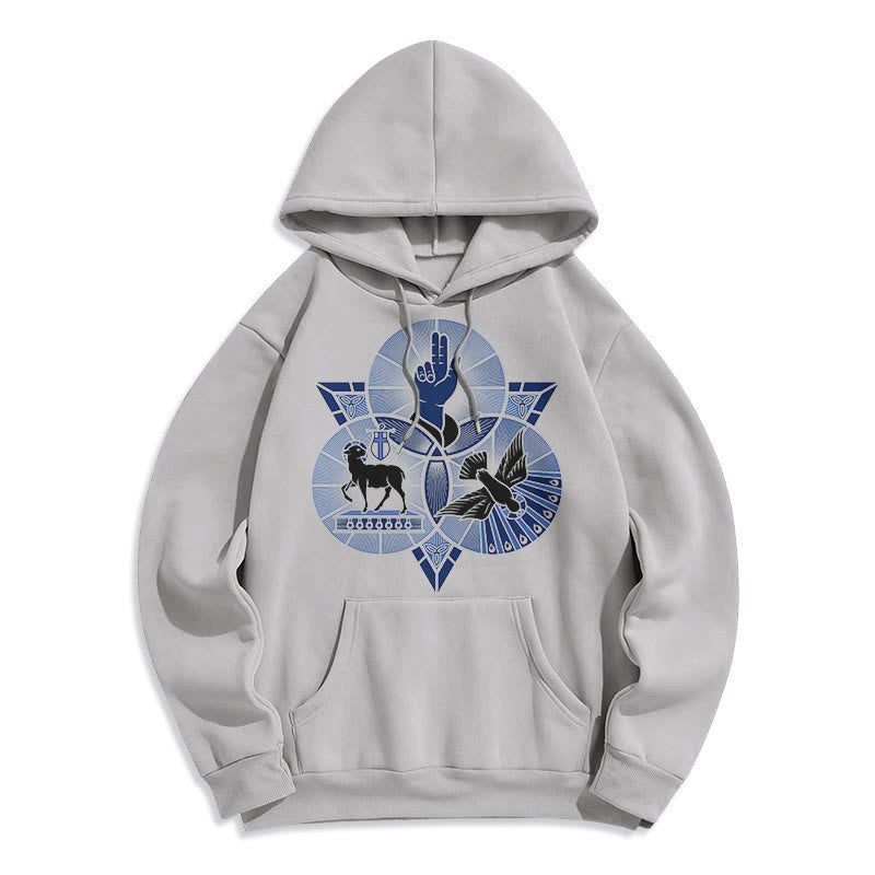 Christiandiscipleshop Modern Style St. Benedict Lamb Of God Dove Fleece Lined Polyester Hoodie