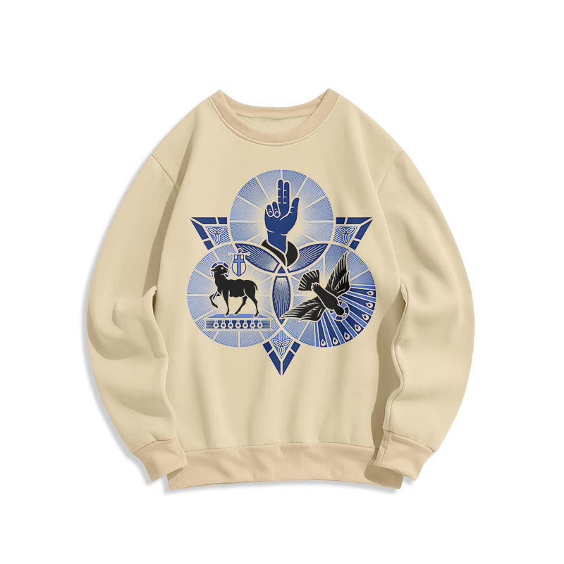 Christiandiscipleshop Modern Style St. Benedict Lamb Of God Dove Fleece Lined Polyester Sweatshirt