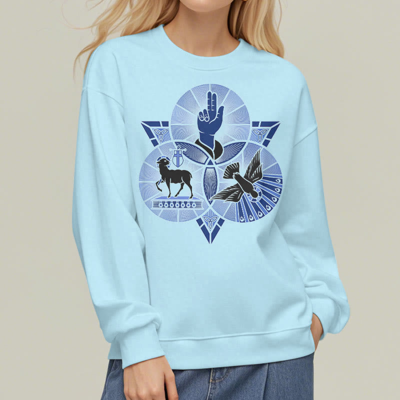 Christiandiscipleshop Modern Style St. Benedict Lamb Of God Dove Fleece Lined Polyester Sweatshirt