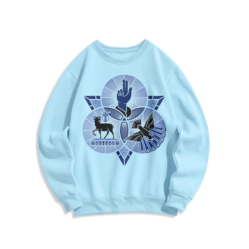 Christiandiscipleshop Modern Style St. Benedict Lamb Of God Dove Fleece Lined Polyester Sweatshirt