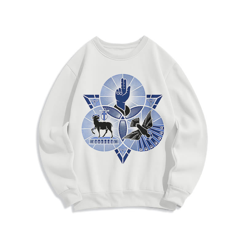 Christiandiscipleshop Modern Style St. Benedict Lamb Of God Dove Fleece Lined Polyester Sweatshirt