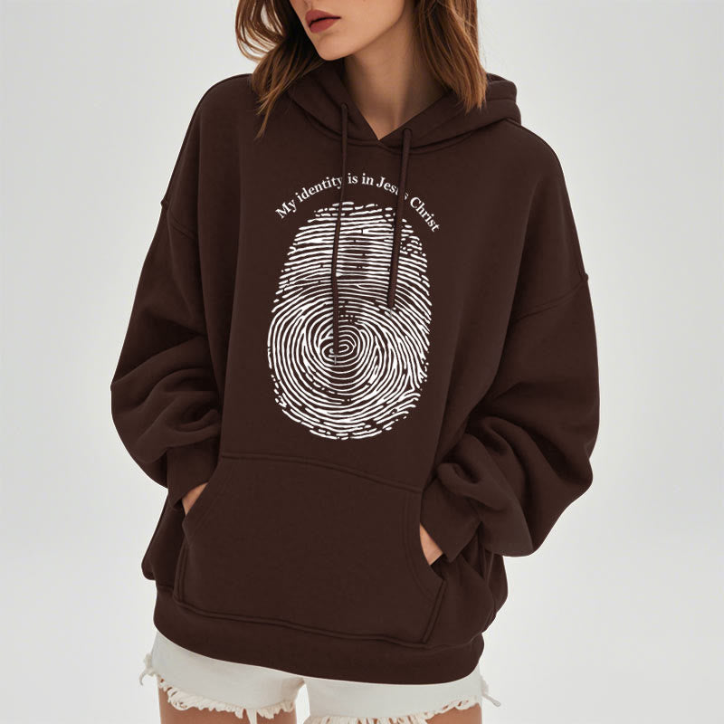 Christiandiscipleshop Classic Style My Identity Is In Jesus Christ Cross Fleece Lined Polyester Hoodie