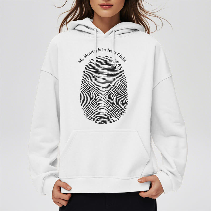 Christiandiscipleshop Classic Style My Identity Is In Jesus Christ Cross Fleece Lined Polyester Hoodie
