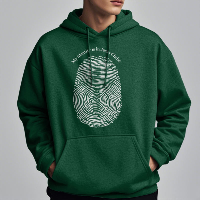Christiandiscipleshop Classic Style My Identity Is In Jesus Christ Cross Fleece Lined Polyester Hoodie