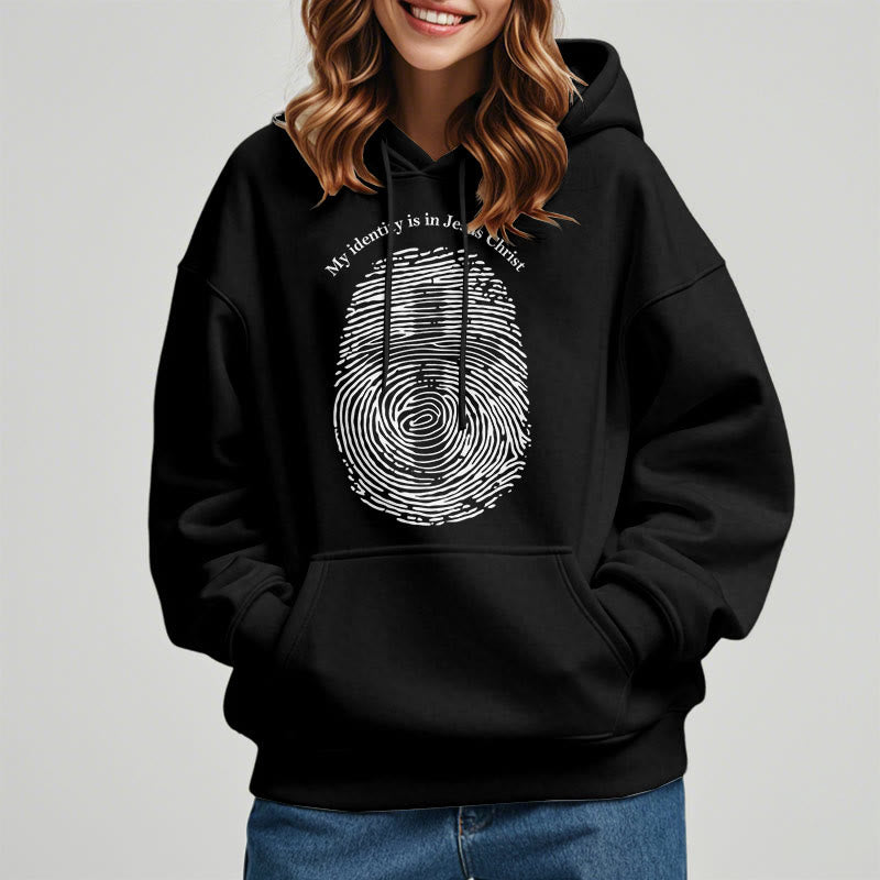 Christiandiscipleshop Classic Style My Identity Is In Jesus Christ Cross Fleece Lined Polyester Hoodie