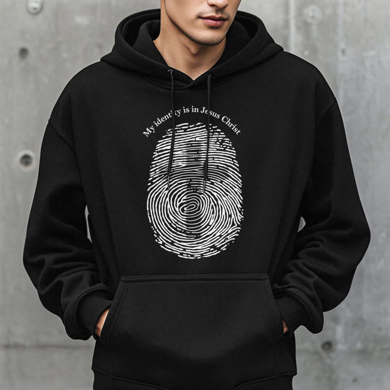 Christiandiscipleshop Classic Style My Identity Is In Jesus Christ Cross Fleece Lined Polyester Hoodie