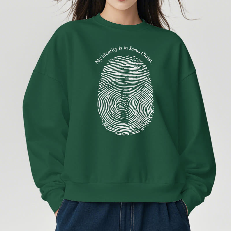 Christiandiscipleshop Classic Style My Identity Is In Jesus Christ Cross Fleece Lined Polyester Sweatshirt