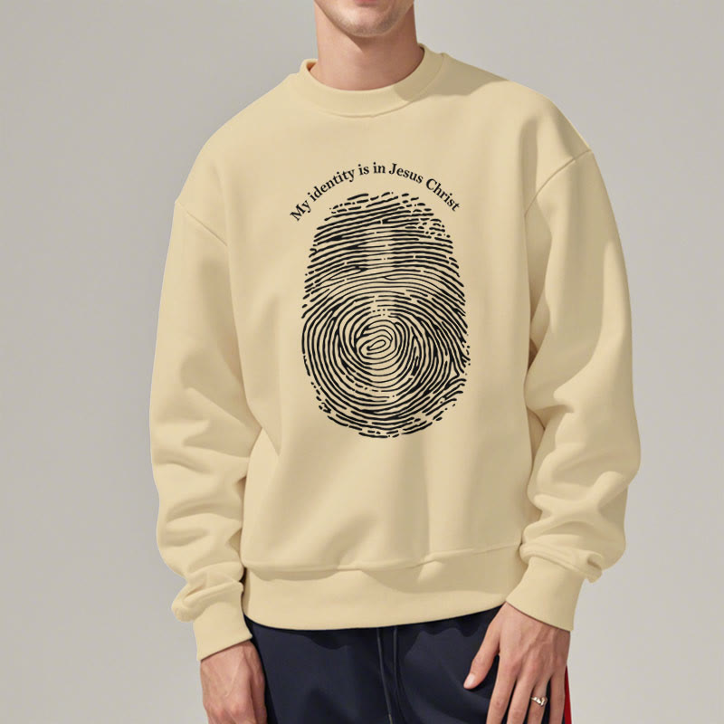 Christiandiscipleshop Classic Style My Identity Is In Jesus Christ Cross Fleece Lined Polyester Sweatshirt