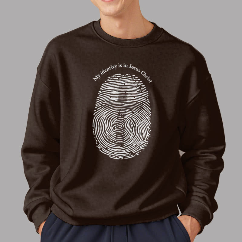 Christiandiscipleshop Classic Style My Identity Is In Jesus Christ Cross Fleece Lined Polyester Sweatshirt
