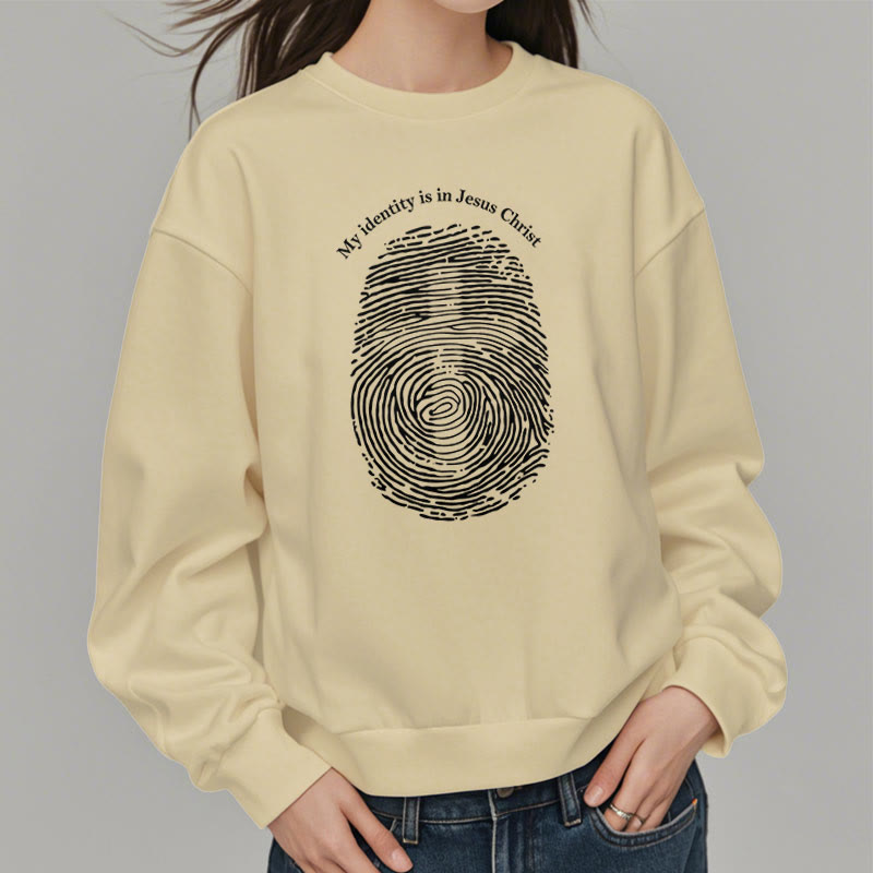 Christiandiscipleshop Classic Style My Identity Is In Jesus Christ Cross Fleece Lined Polyester Sweatshirt
