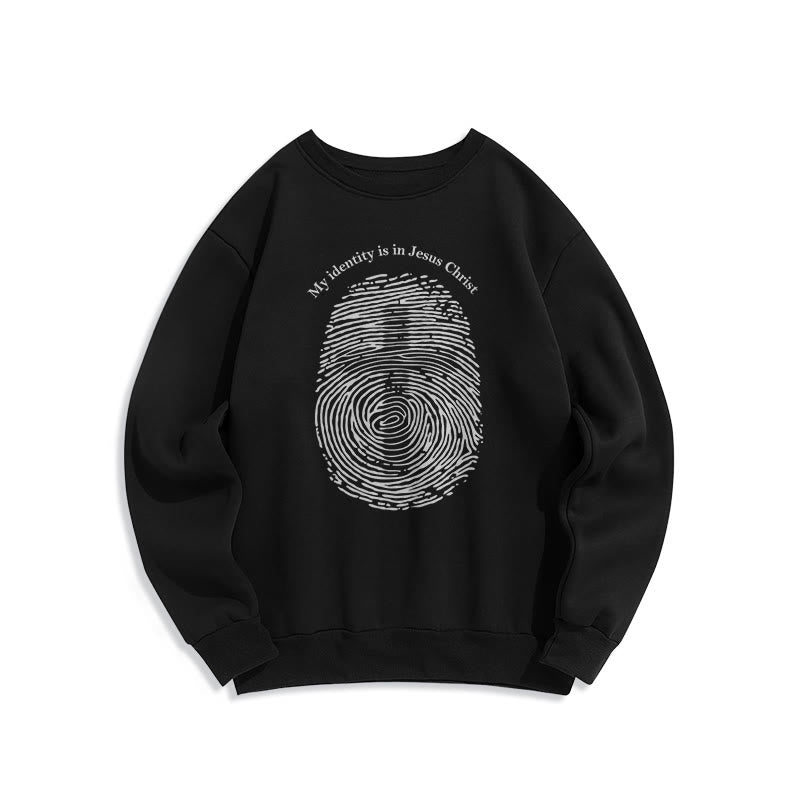 Christiandiscipleshop Classic Style My Identity Is In Jesus Christ Cross Fleece Lined Polyester Sweatshirt