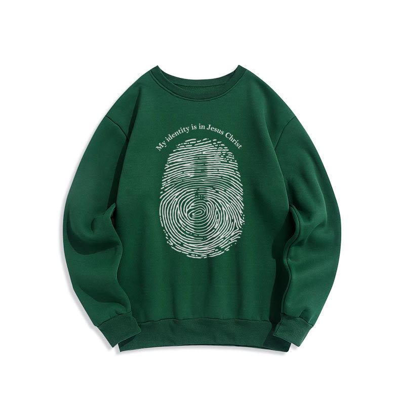 Christiandiscipleshop Classic Style My Identity Is In Jesus Christ Cross Fleece Lined Polyester Sweatshirt