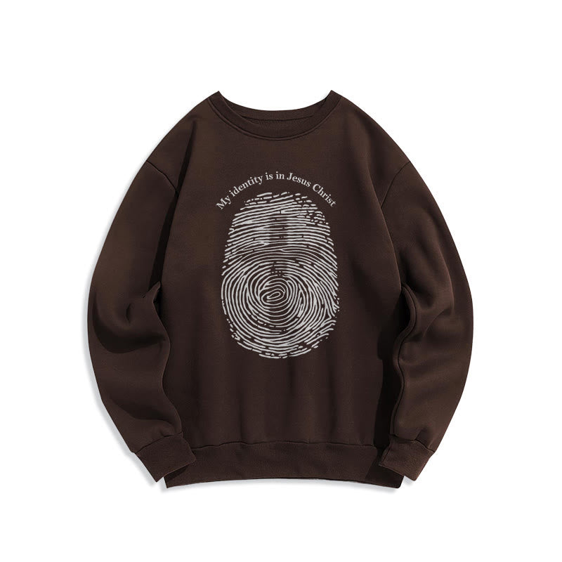 Christiandiscipleshop Classic Style My Identity Is In Jesus Christ Cross Fleece Lined Polyester Sweatshirt