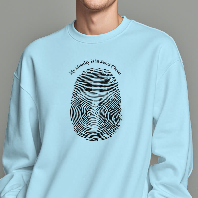 Christiandiscipleshop Classic Style My Identity Is In Jesus Christ Cross Fleece Lined Polyester Sweatshirt
