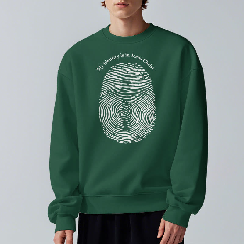 Christiandiscipleshop Classic Style My Identity Is In Jesus Christ Cross Fleece Lined Polyester Sweatshirt