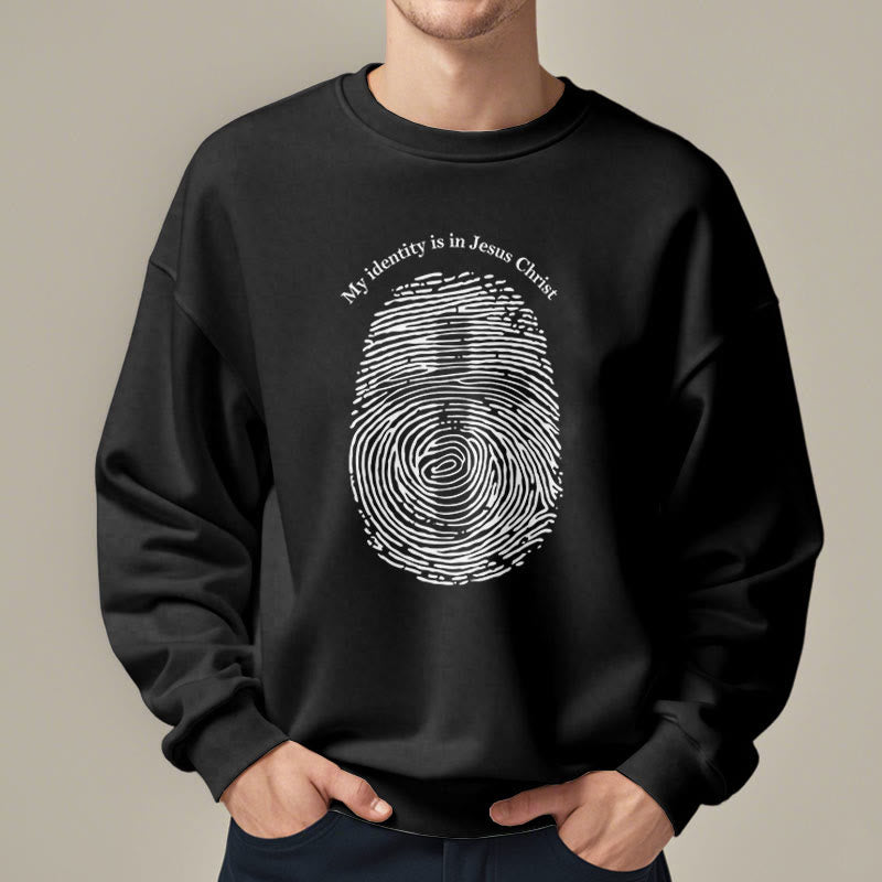 Christiandiscipleshop Classic Style My Identity Is In Jesus Christ Cross Fleece Lined Polyester Sweatshirt