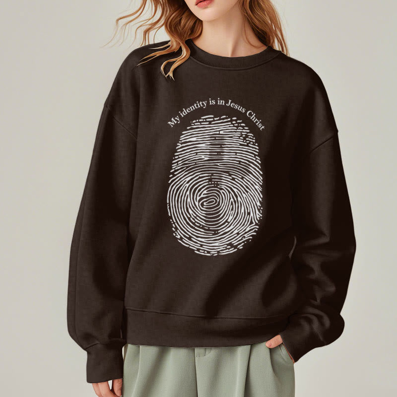 Christiandiscipleshop Classic Style My Identity Is In Jesus Christ Cross Fleece Lined Polyester Sweatshirt