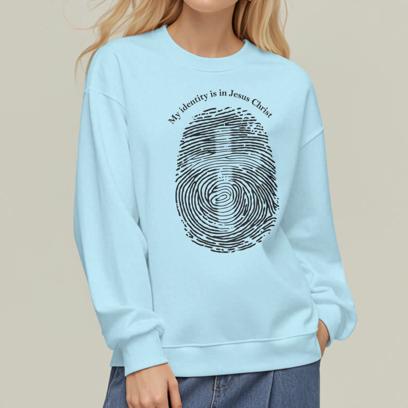Christiandiscipleshop Classic Style My Identity Is In Jesus Christ Cross Fleece Lined Polyester Sweatshirt