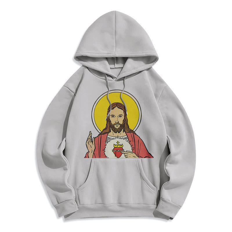 Christianartworkshop Classic Colored Style Sacred Heart Of Jesus Fleece Lined Polyester Hoodie