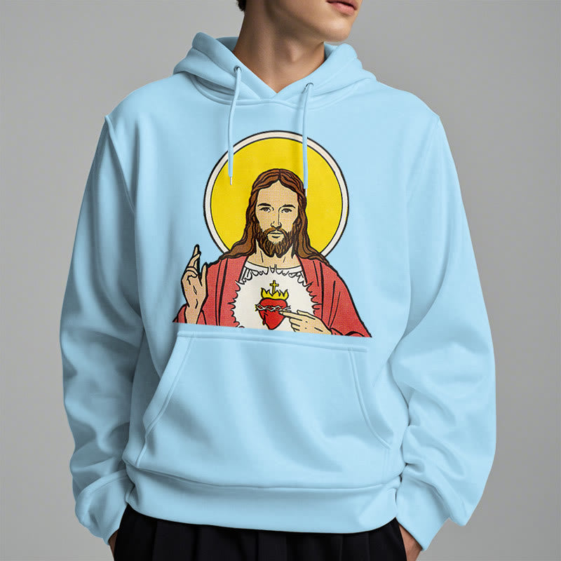 Christianartworkshop Classic Colored Style Sacred Heart Of Jesus Fleece Lined Polyester Hoodie