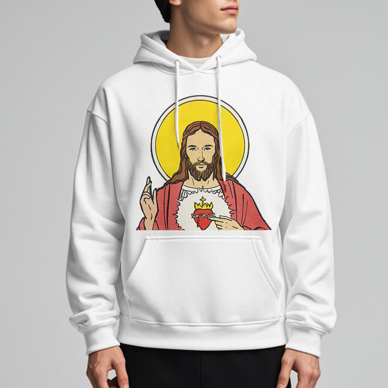 Christianartworkshop Classic Colored Style Sacred Heart Of Jesus Fleece Lined Polyester Hoodie