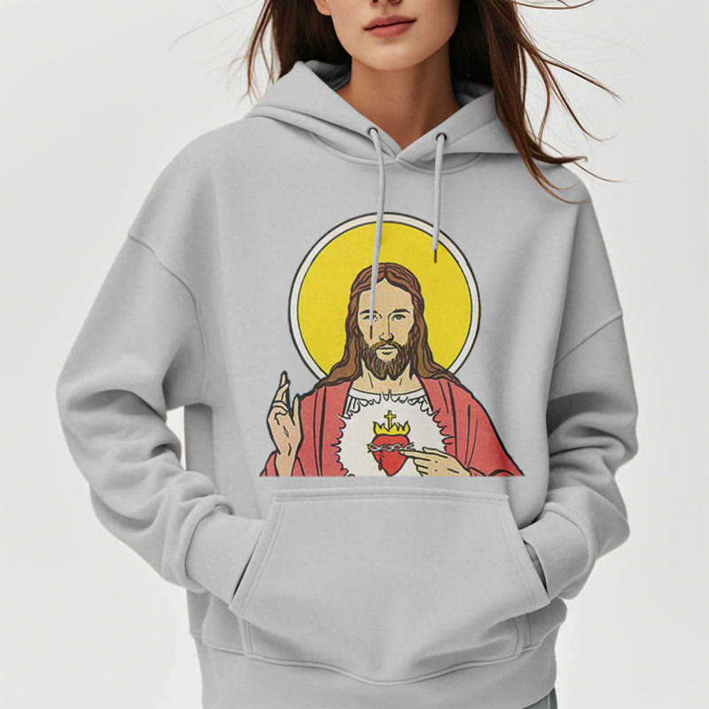 Christianartworkshop Classic Colored Style Sacred Heart Of Jesus Fleece Lined Polyester Hoodie