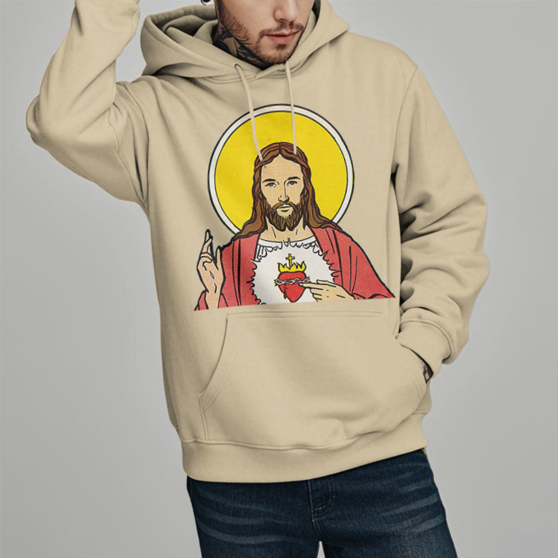 Christianartworkshop Classic Colored Style Sacred Heart Of Jesus Fleece Lined Polyester Hoodie