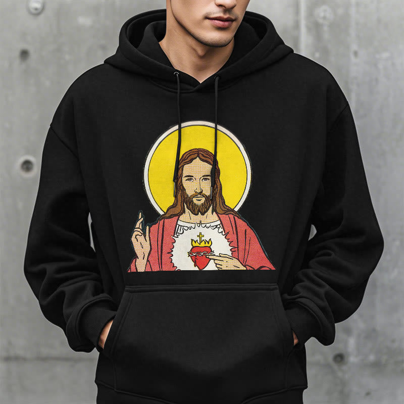 Christianartworkshop Classic Colored Style Sacred Heart Of Jesus Fleece Lined Polyester Hoodie