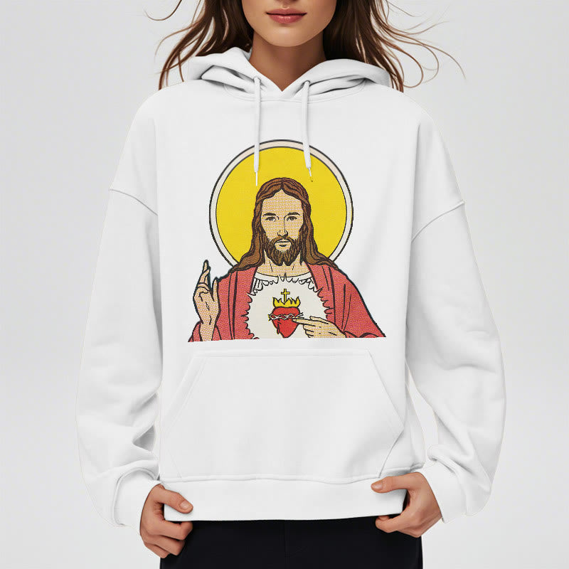 Christianartworkshop Classic Colored Style Sacred Heart Of Jesus Fleece Lined Polyester Hoodie