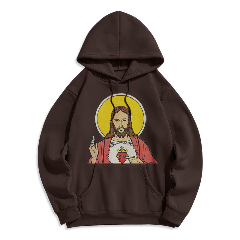 Christianartworkshop Classic Colored Style Sacred Heart Of Jesus Fleece Lined Polyester Hoodie