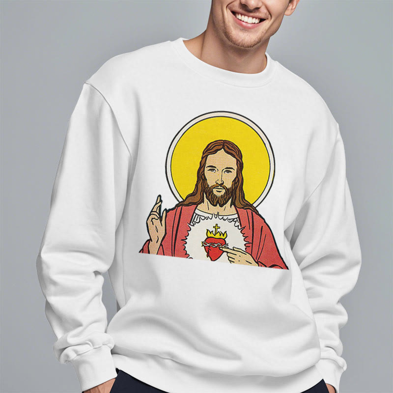 Christianartworkshop Classic Colored Style Sacred Heart Of Jesus Fleece Lined Polyester Sweatshirt