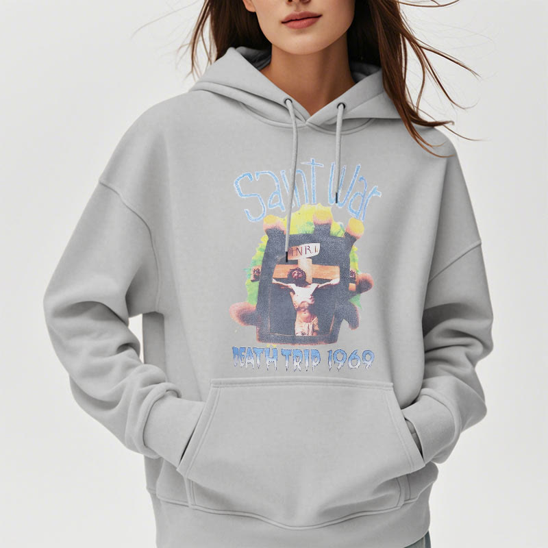christiandiscipleshop Modern Colored Style Saint War Fleece Lined Polyester Hoodie