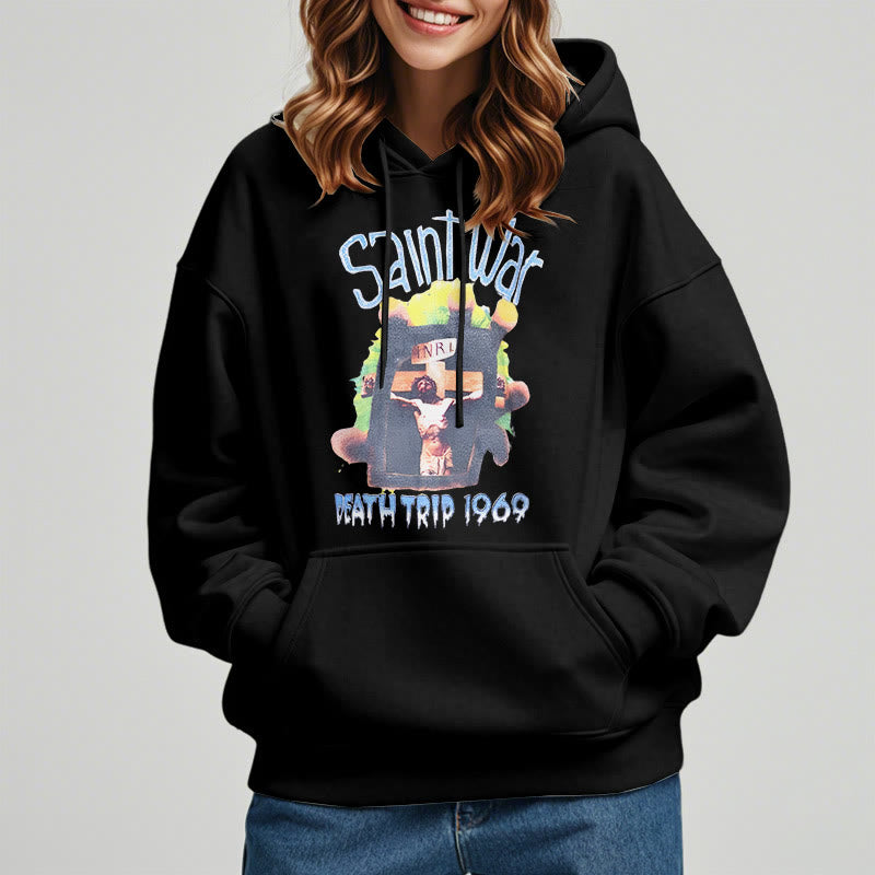 christiandiscipleshop Modern Colored Style Saint War Fleece Lined Polyester Hoodie
