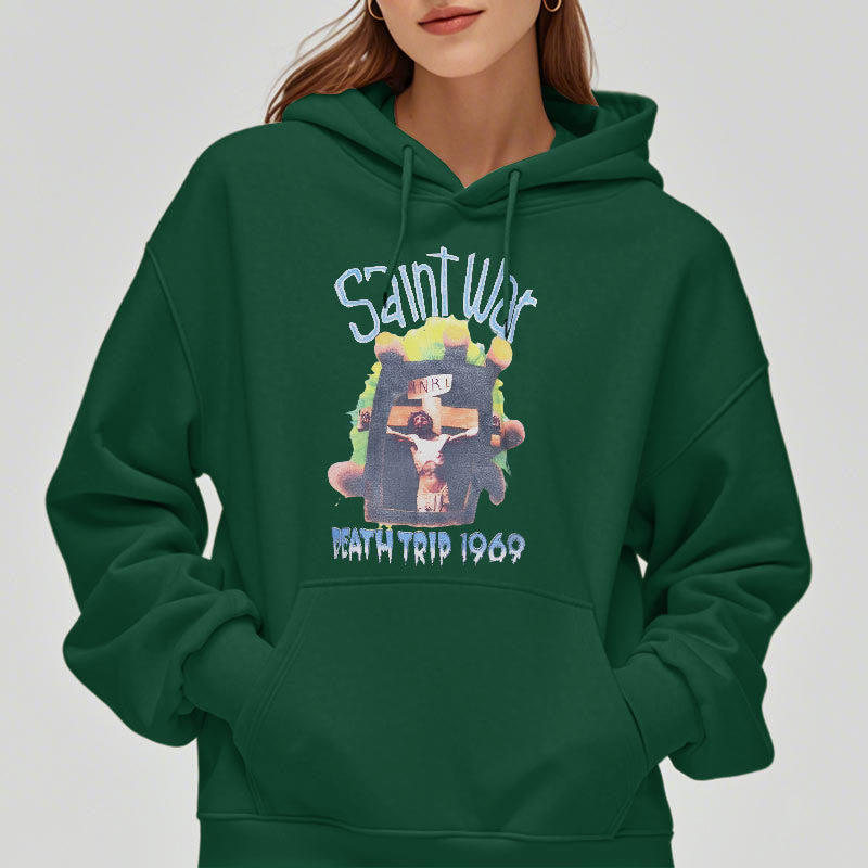 christiandiscipleshop Modern Colored Style Saint War Fleece Lined Polyester Hoodie