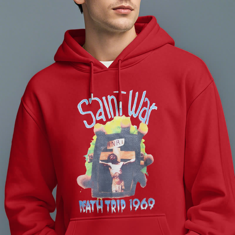 christiandiscipleshop Modern Colored Style Saint War Fleece Lined Polyester Hoodie