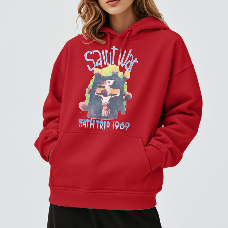 christiandiscipleshop Modern Colored Style Saint War Fleece Lined Polyester Hoodie